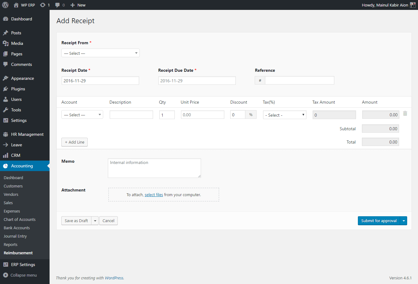 how to install use wordpress reimbursement manager plugin for wp erp