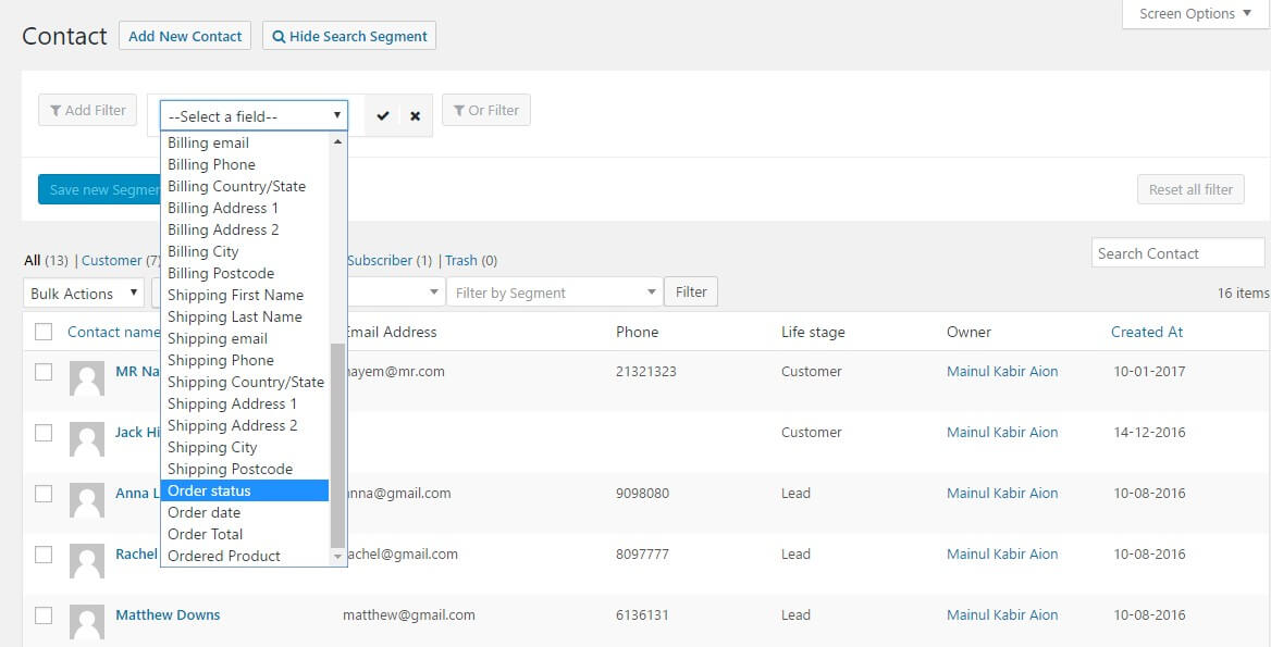 CRM-Benutzerprofil angereichert