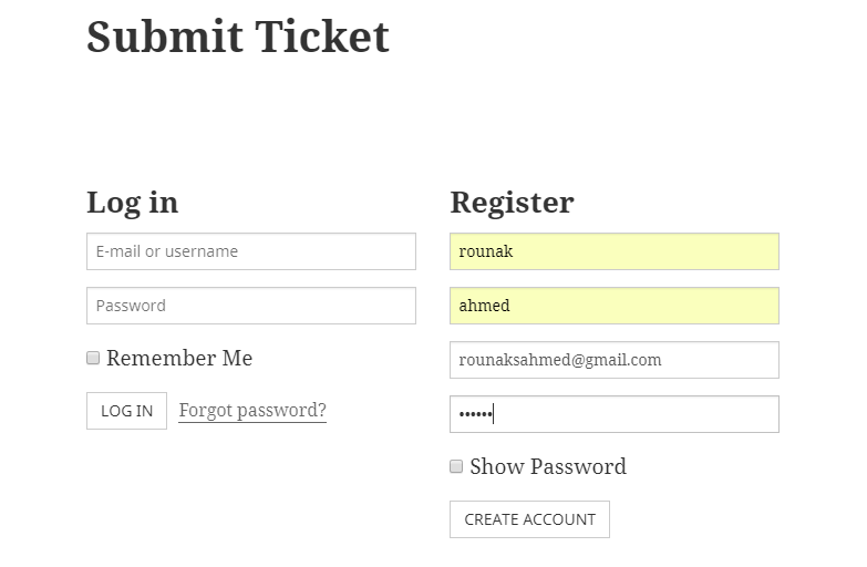 Submit ticket for customer management solution