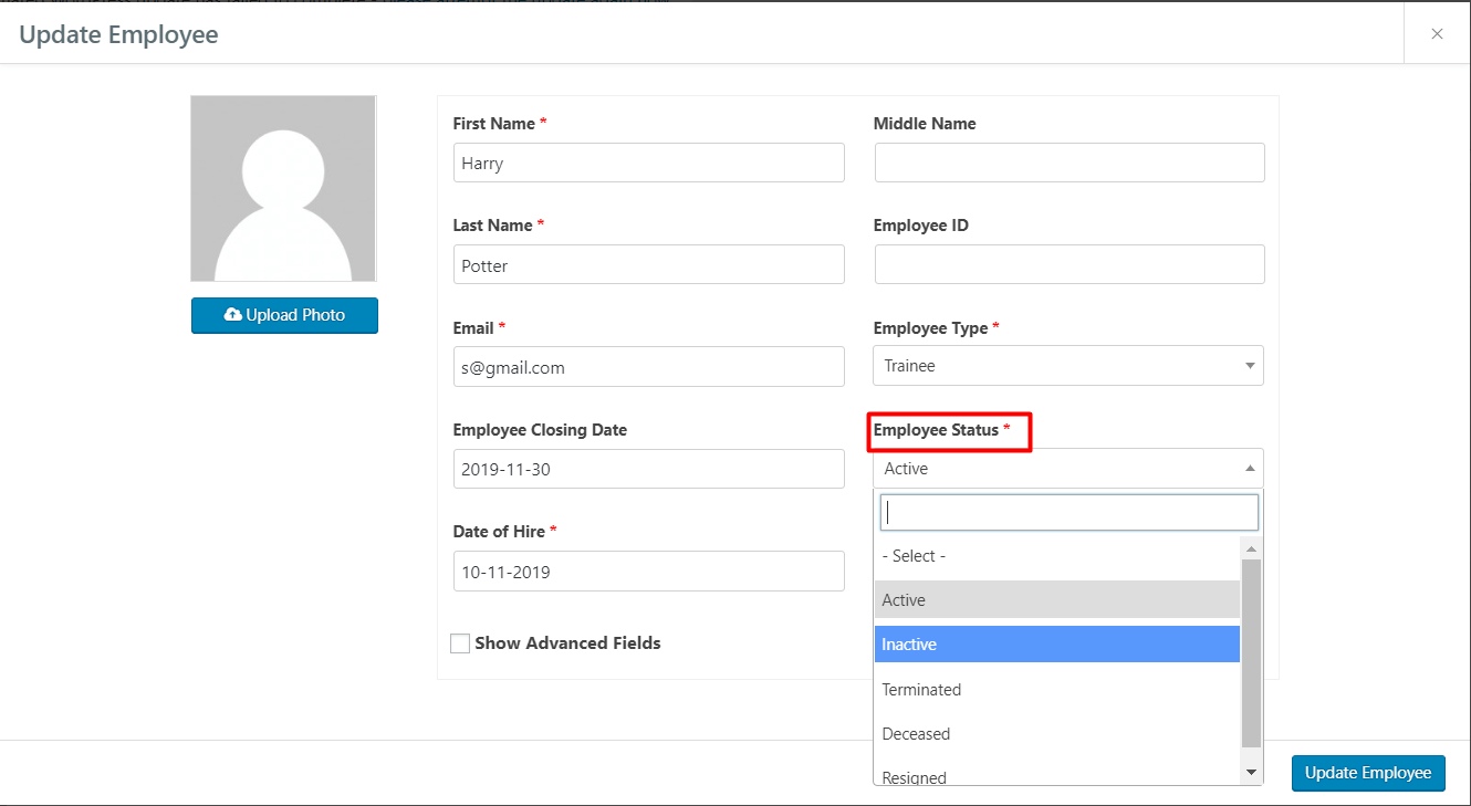 Add Inactive Status and Change Status Style