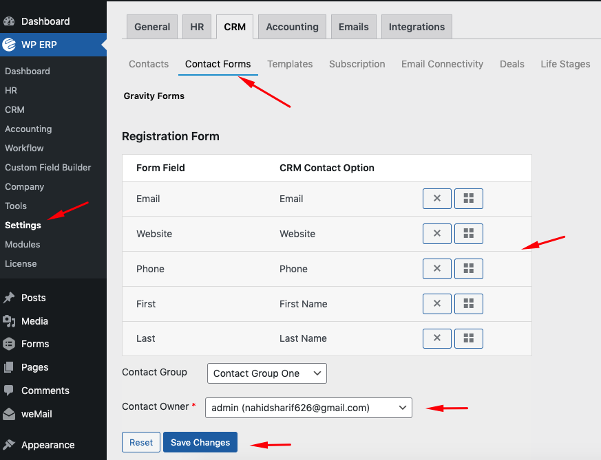 Gravity Form Sync with WP ERP Pro (WP ERP CRM Module)