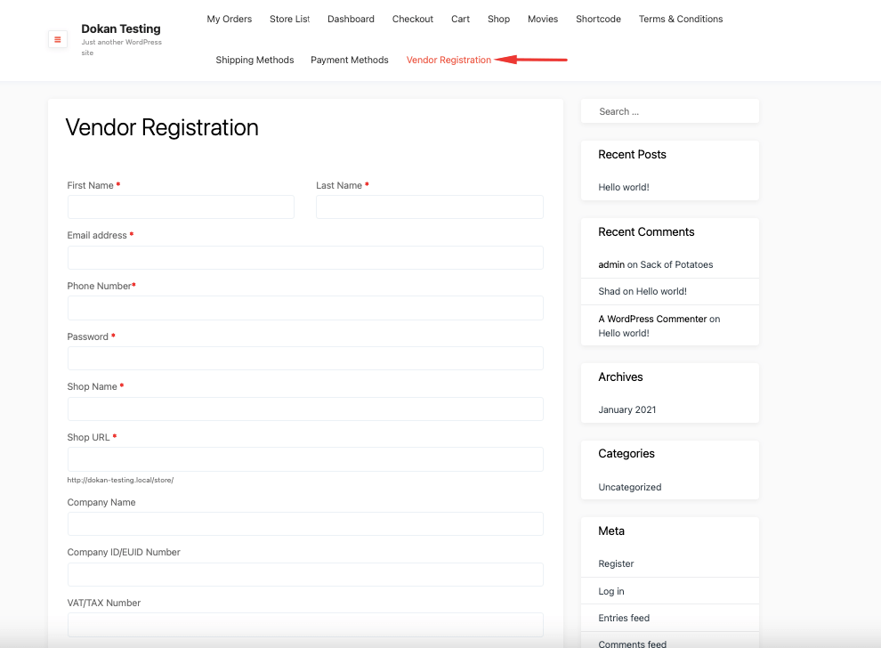 separate vendor registration