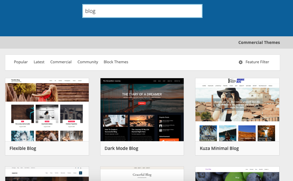 selecting a blog theme