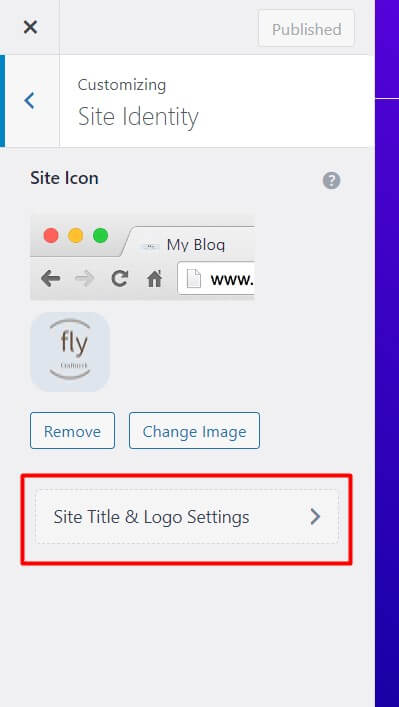 Change site title and logo settings