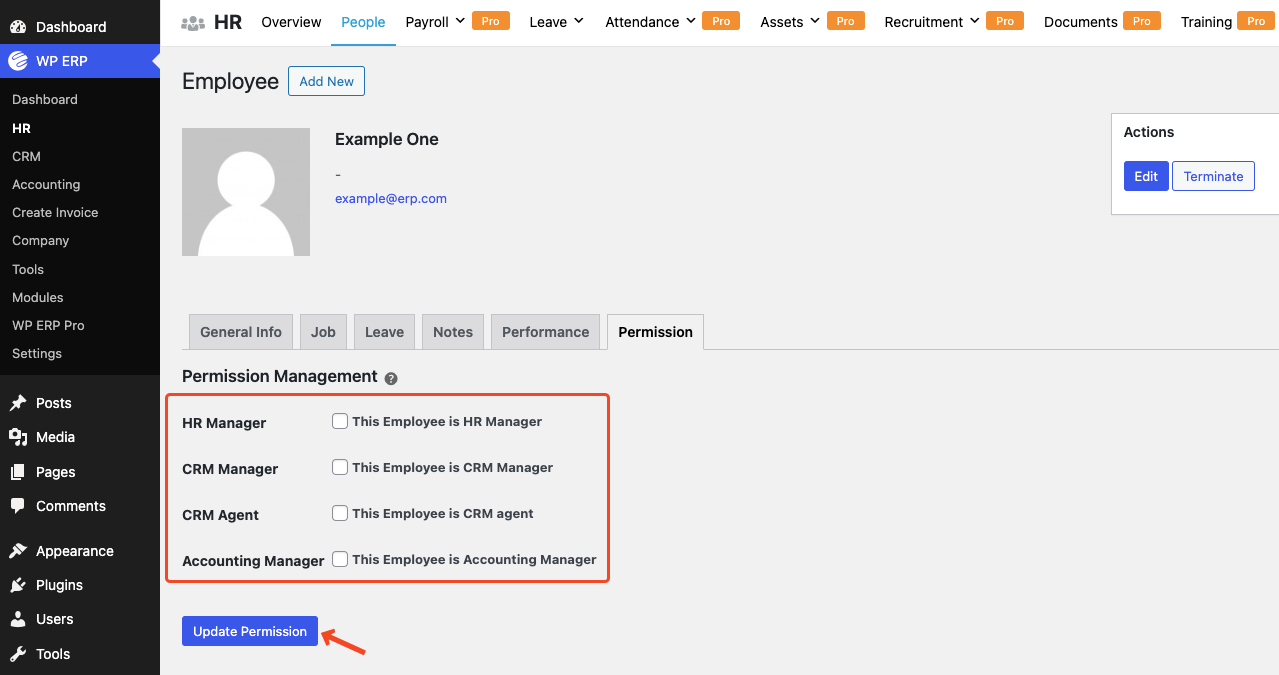 Step 3: Use the HR Module to Manage Permissions