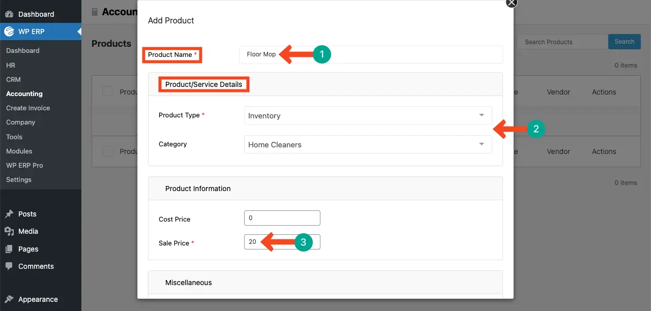 Add product information