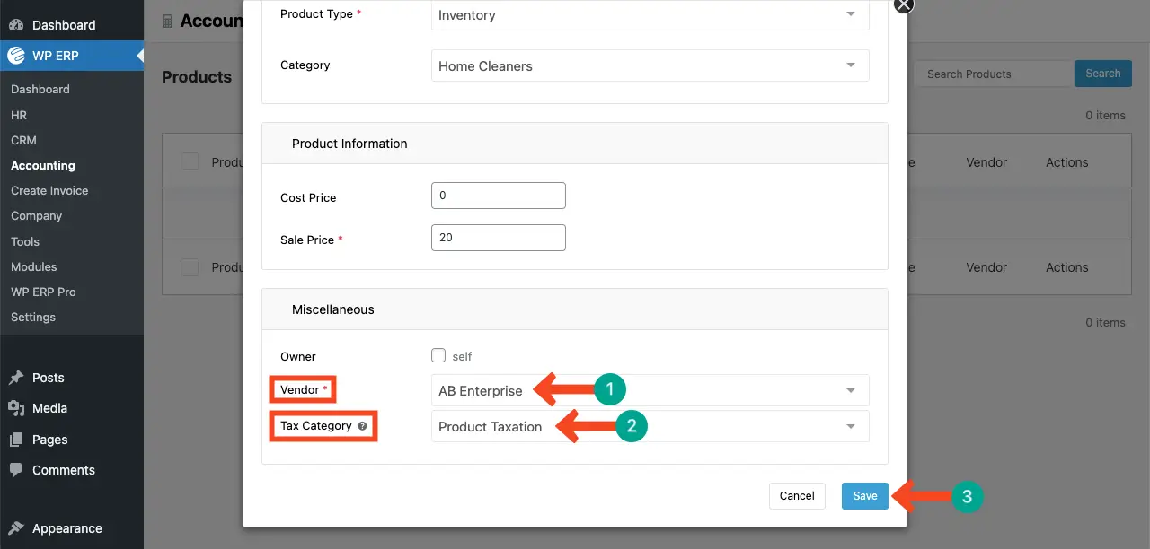 Select a tax category for the product