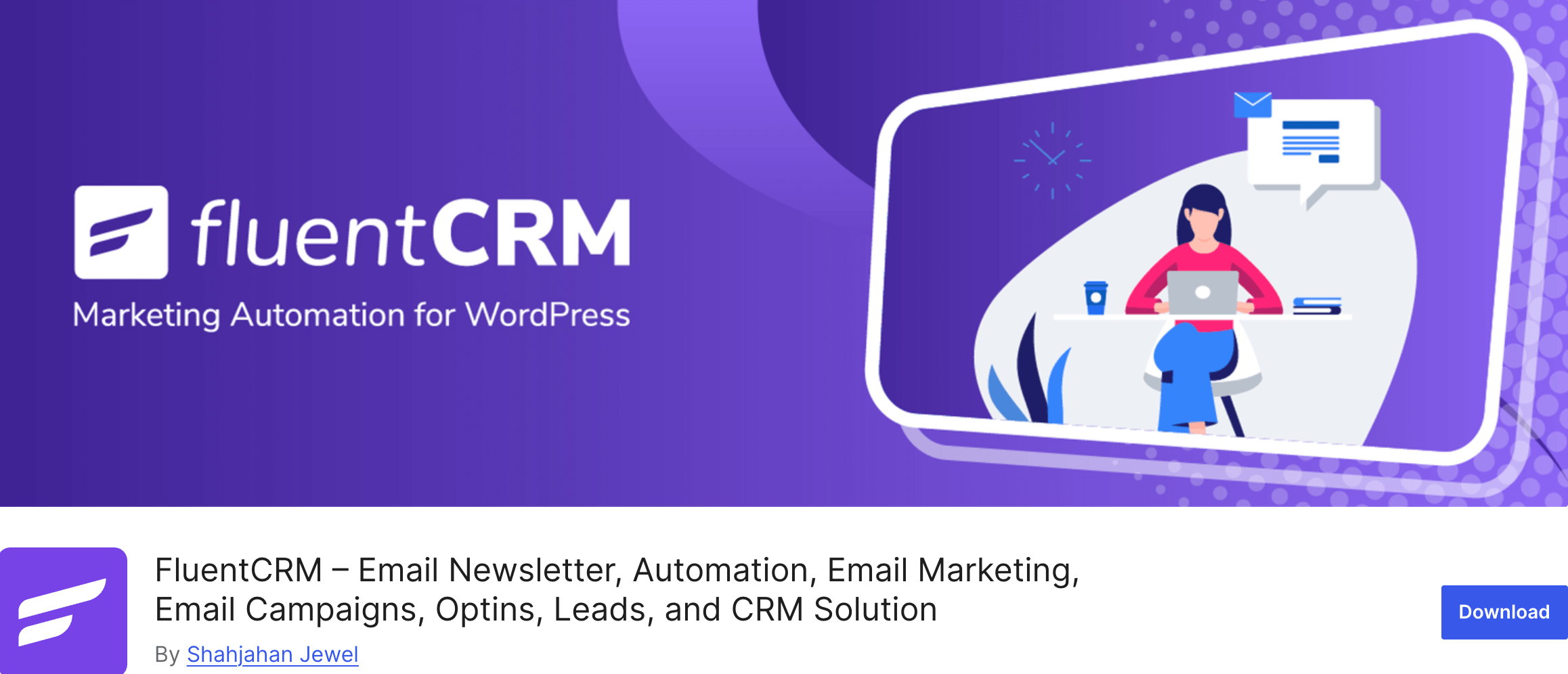 Screenshot of the FluentCRM from the WordPress repository