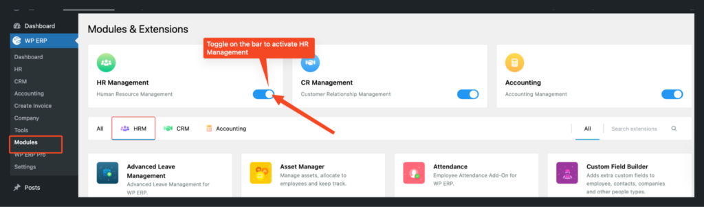 Enabling the HR Module