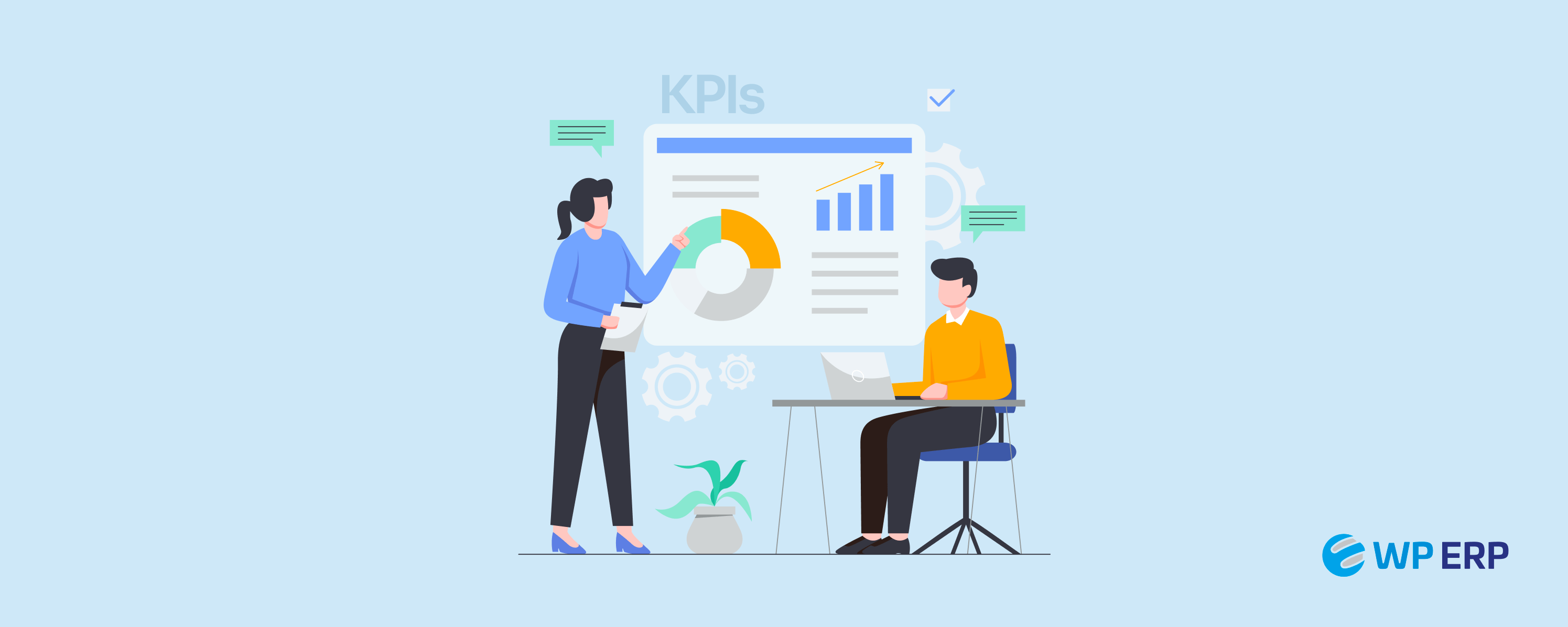Two persons are choosing the top HR KPIs for their company
