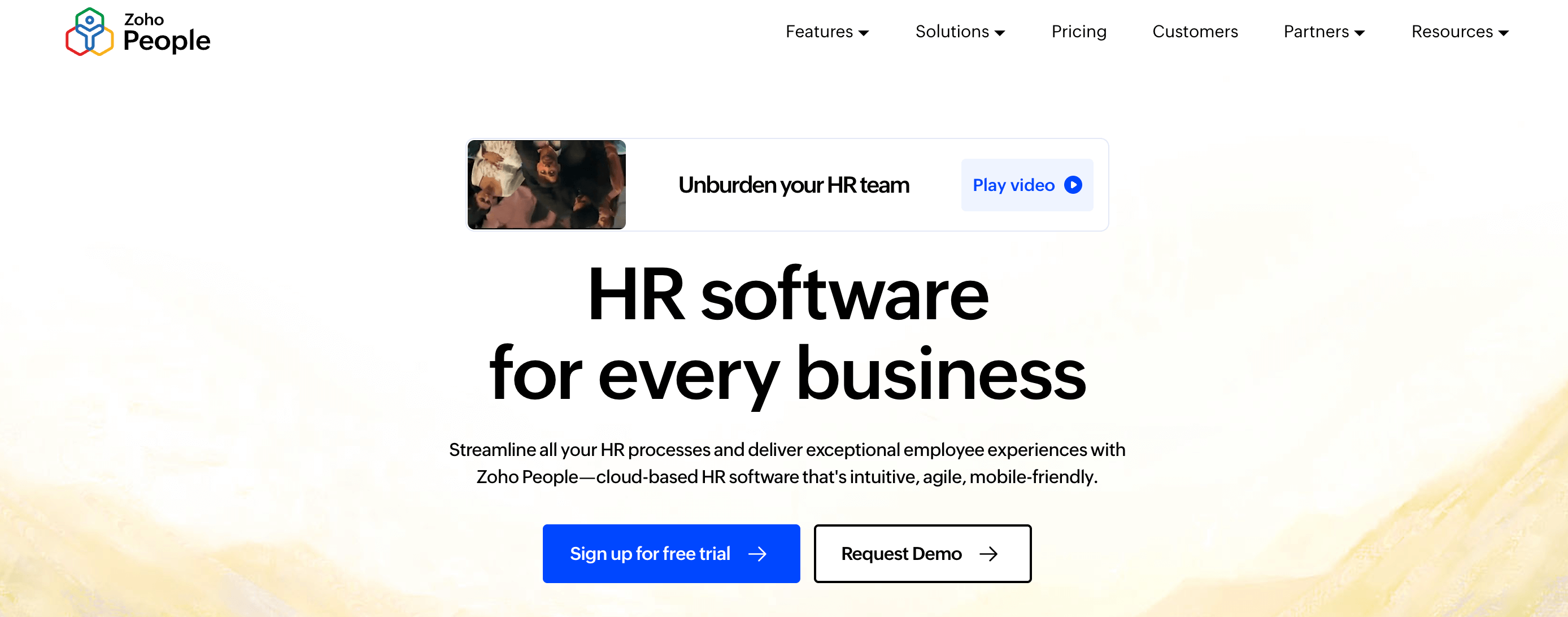 Screenshot of the Zoho People
