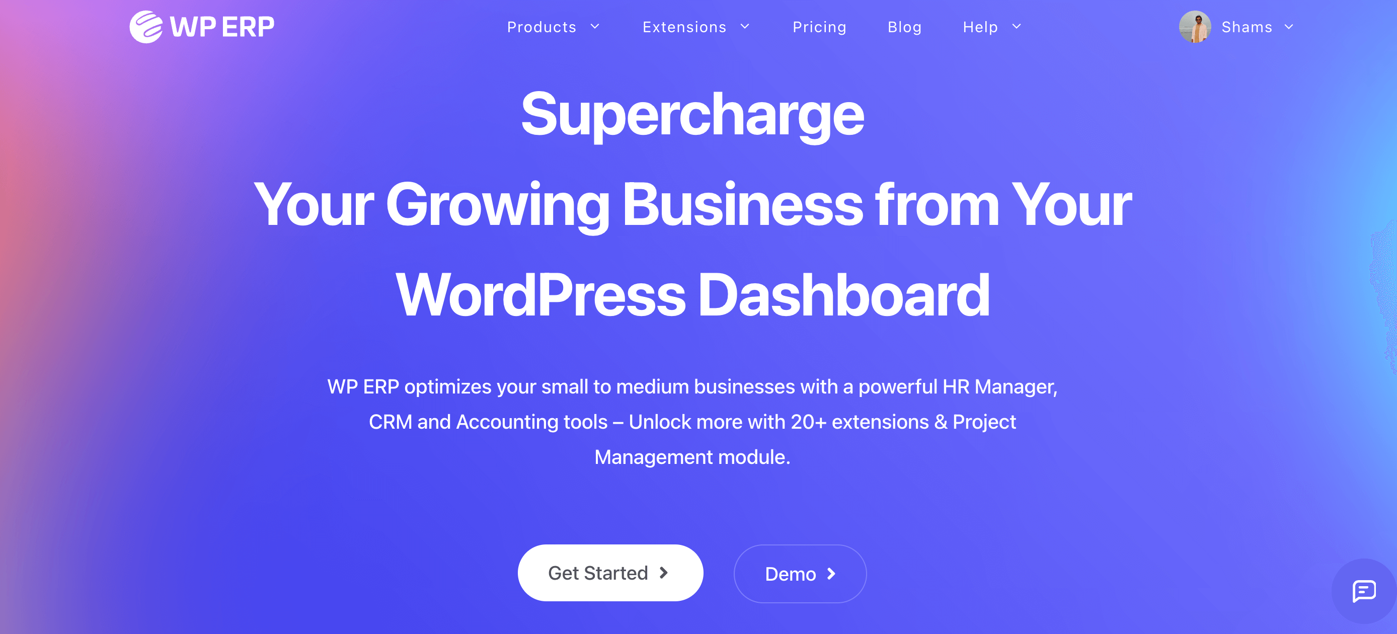WP ERP homepage 